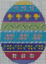 Needlepoint Handpainted Susan Roberts Floral Stripe Egg 4"