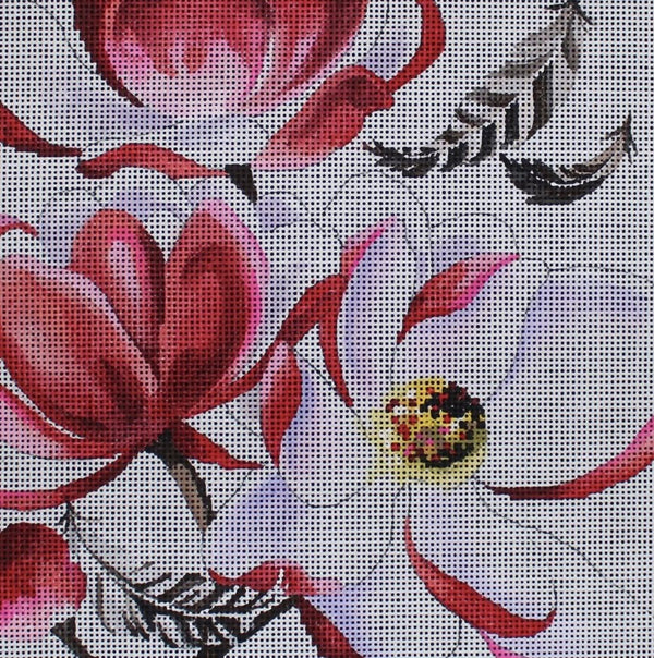 Needlepoint Handpainted Colors of Praise Flowers with Feathers 9x9