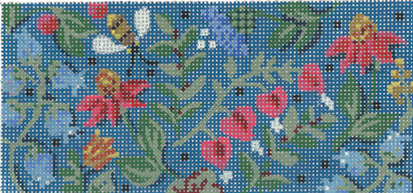 Needlepoint Handpainted Kelly Clark BB Canvas Folk Art Flowers 6 x 2.75"
