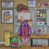 Needlepoint Handpainted Gayla Elliot Let's Get Physical Stitching Girl