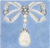 Needlepoint Handpainted Rachel Barri Pearl Drop Gemstone 3x3