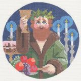 Needlepoint Handpainted Ghost Christmas Present 6"