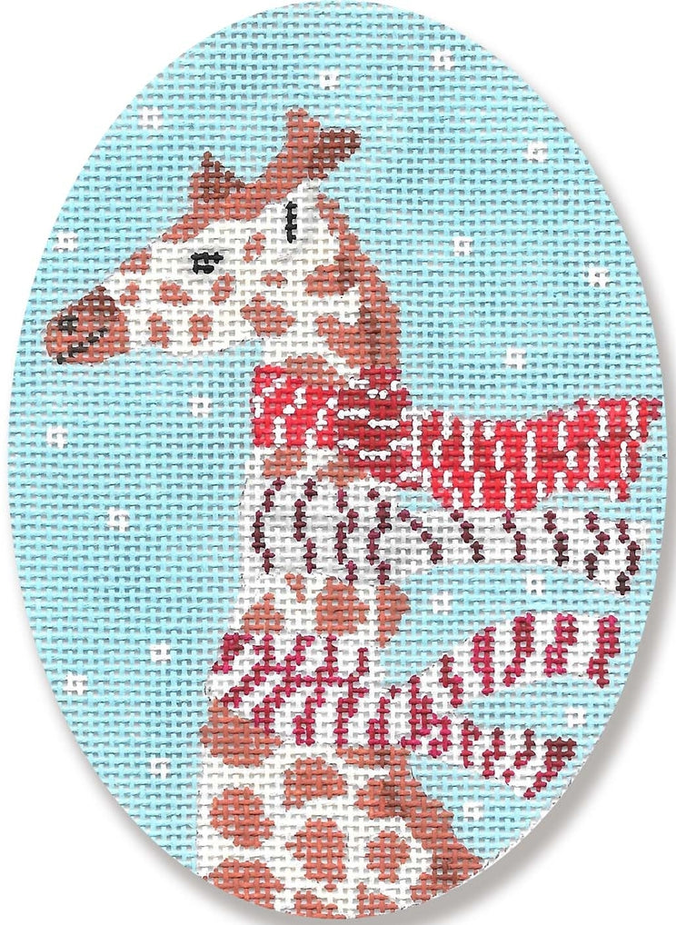 Needlepoint Handpainted CBK Giraffe w/ Scarves