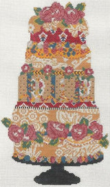 Needlepoint Handpainted Cooper Oaks Gold Rose Cake 8x14