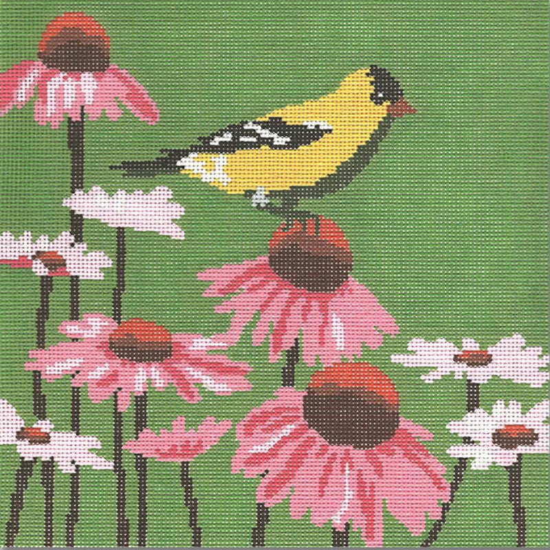 Needlepoint Handpainted CBK Goldfinch 10"