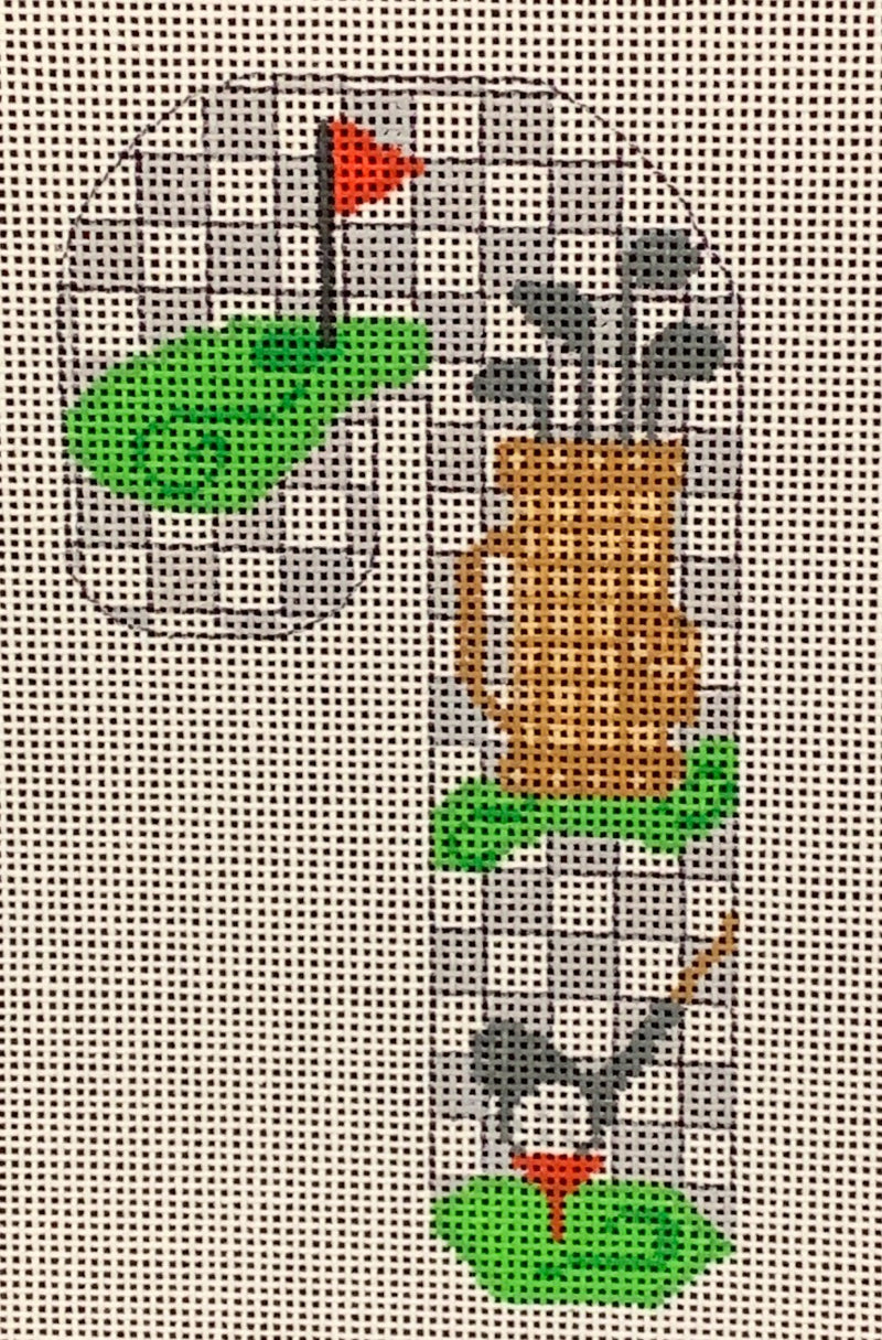 Needlepoint Handpainted Christmas Danji Golf Candy Cane 3x5