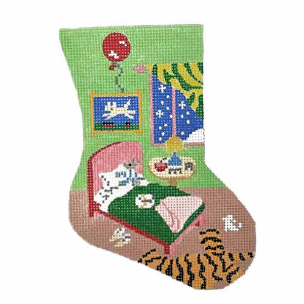 Needlepoint Handpainted Goodnight Moon Christmas Mini Sock Ornament 4x6