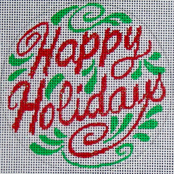 Needlepoint Handpainted Amanda Lawford Happy Holidays