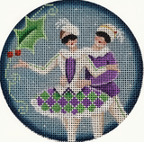 Needlepoint Handpainted Rebecca Wood Harlequin Dancers 4"