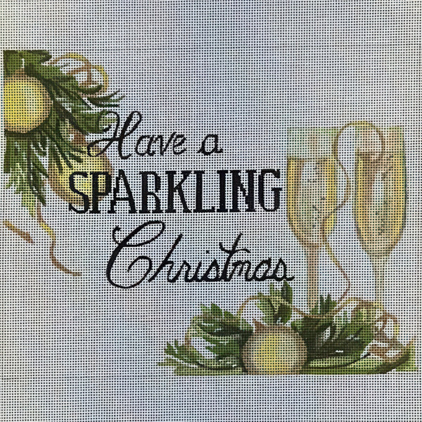 Needlepoint Handpainted Gingham Stitchery Sparkling Christmas 9x7