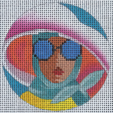 Needlepoint Handpainted Colors of Praise Lady in Hat 3" IN324