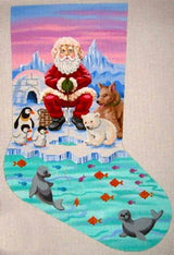 Needlepoint Handpainted Labors of Love Christmas Stocking Ice Fishing 21"