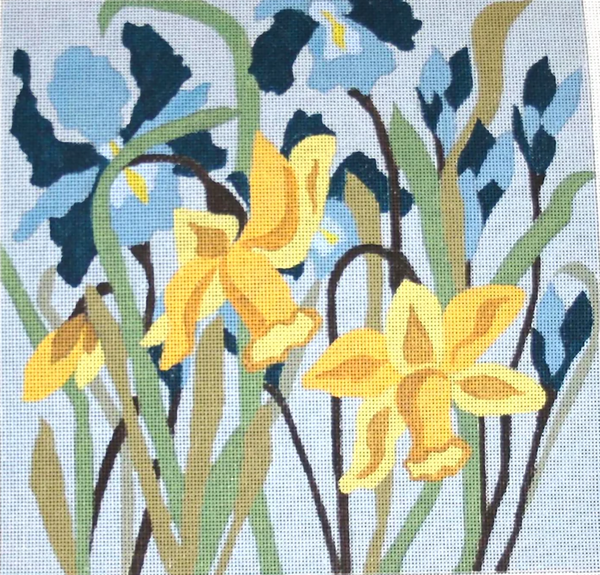 Needlepoint Handpainted Melissa Prince Irises Garden 5 12x12