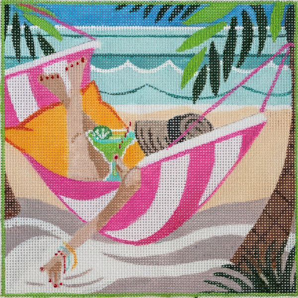 Needlepoint Handpainted PLD Designs It's Been a Long Day 6x6
