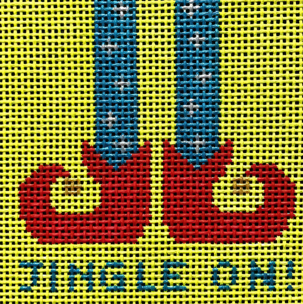 Needlepoint Handpainted Suzie Vallerie Jingle On! 4x4