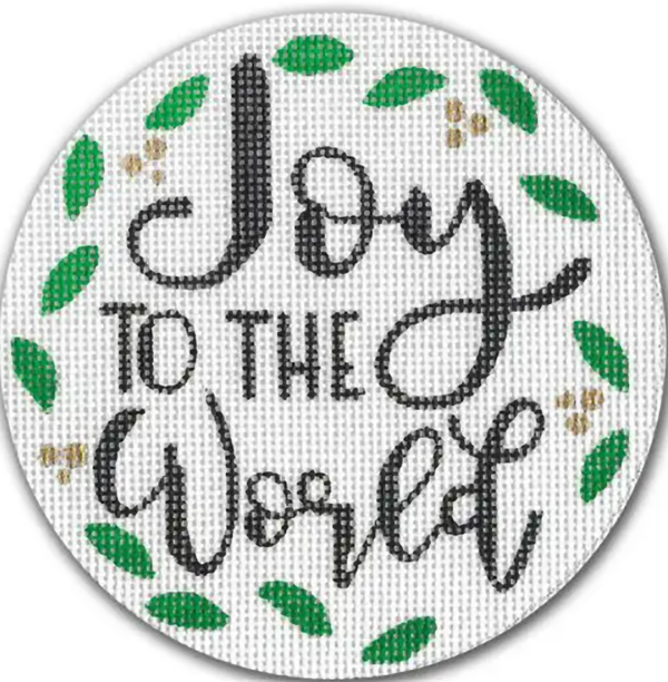 Needlepoint Handpainted Christmas CBK Joy to World 4"