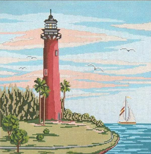 Needlepoint Handpainted Needle Crossings Jupiter Lighthouse