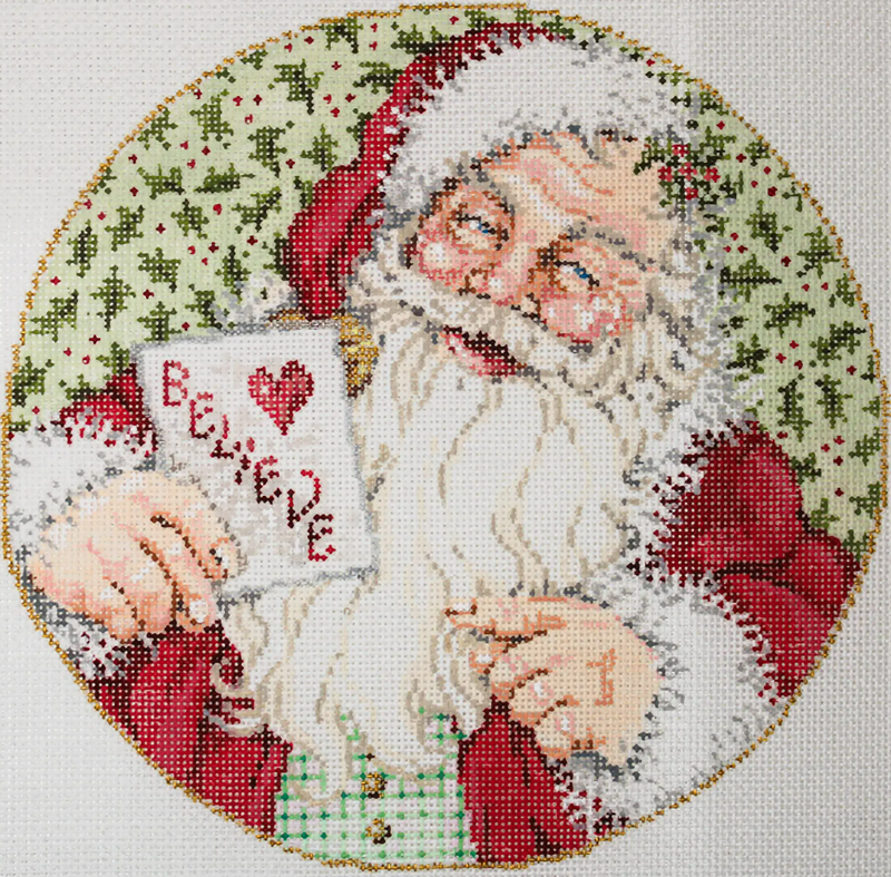 Needlepoint Handpainted Christmas Sandra Gilmore Just Believe 8"