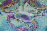 Needlepoint Handpainted Purple Palm Keys Crabs 9x14
