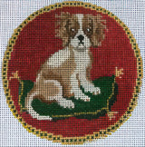 Needlepoint Handpainted Tina Griffin King Charles Spaniel 4"
