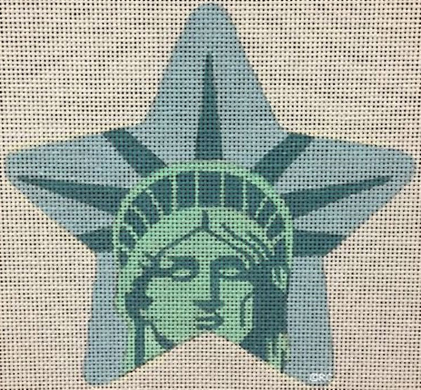 Needlepoint Handpainted Christmas Raymond Crawford Lady Liberty Star 5"