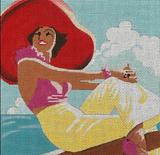 Needlepoint Handpainted Colors of Praise Lady in Red Hat PE103