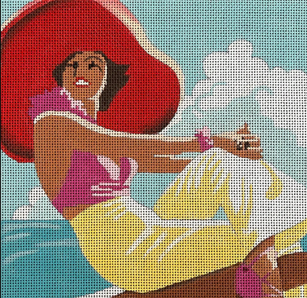Needlepoint Handpainted Colors of Praise Lady in Red Hat PE103