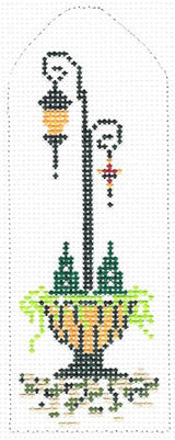 Needlepoint Handpainted Kelly Clark Christmas Village Lamp Post + SG