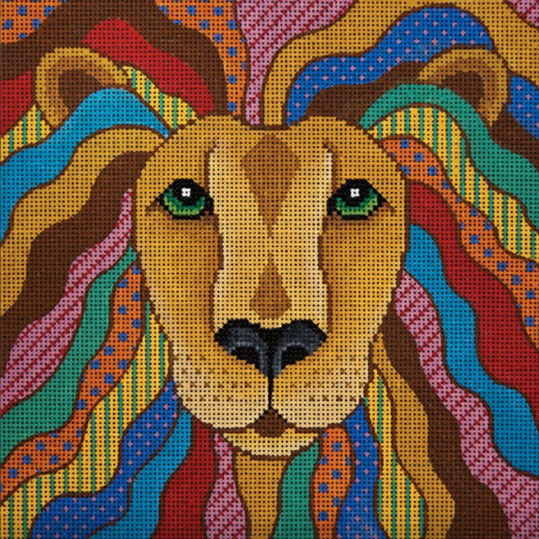 Needlepoint HandPainted JP Needlepoint Leo the Lion Hearted 9x9