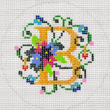 Needlepoint Handpainted Lee BJ Canvas Letter B 3"