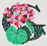 Needlepoint Handpainted Lee Letter G Geranium 7x7