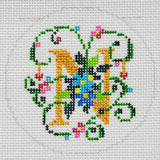 Needlepoint Handpainted Lee BJ Canvas Letter N 3"