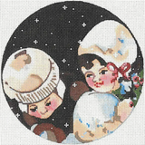 Needlepoint Handpainted Joy Juarez Little Skaters 5.5"