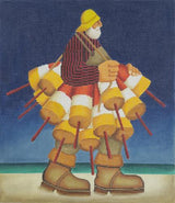 Needlepoint Handpainted Cooper Oaks Lobster Fisherman 14x16