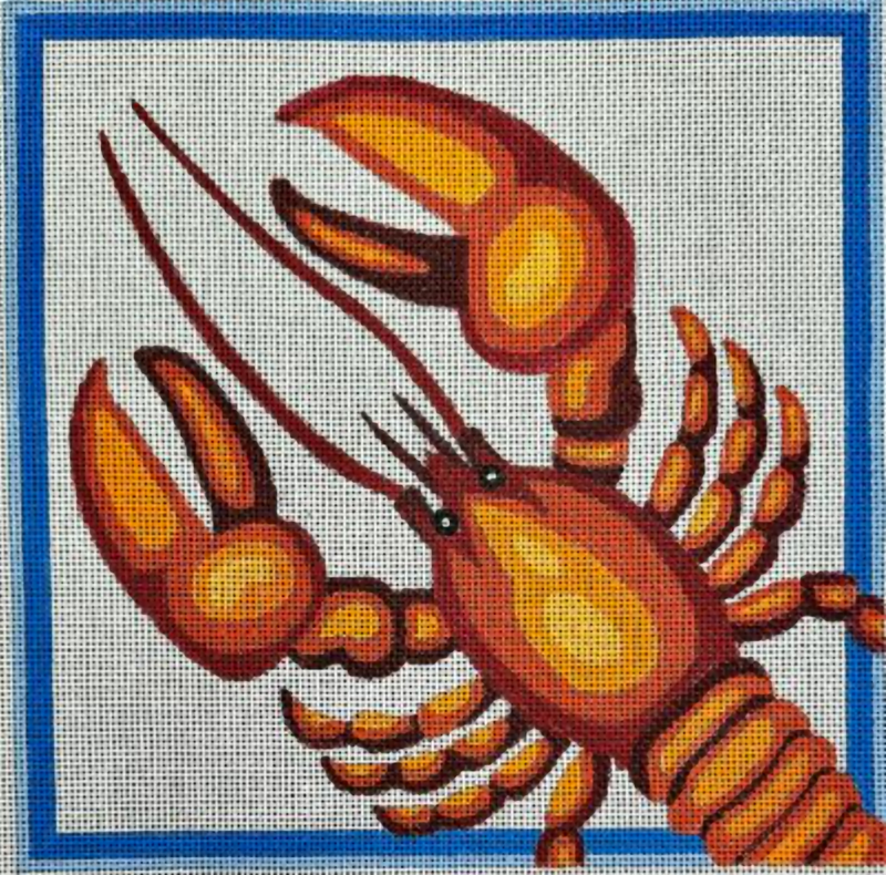 Needlepoint Handpainted Raymond Crawford Lobster Square 8x8