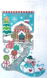 Needlepoint Handpainted Danji Christmas Lollipop House Stocking 20"