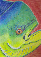 Needlepoint Handpainted Purple Palm Mahi Mahi 7x11