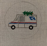 Needlepoint Handpainted Christmas Mail Truck Suzie Vallerie 4"