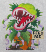 Needlepoint Handpainted Raymond Crawford Man Eating Plant 8"