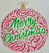 Needlepoint Handpainted Merry Christmas Ornament Danji 6"