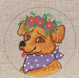 Needlepoint Handpainted Danji Terrier Mixed Breed 4"