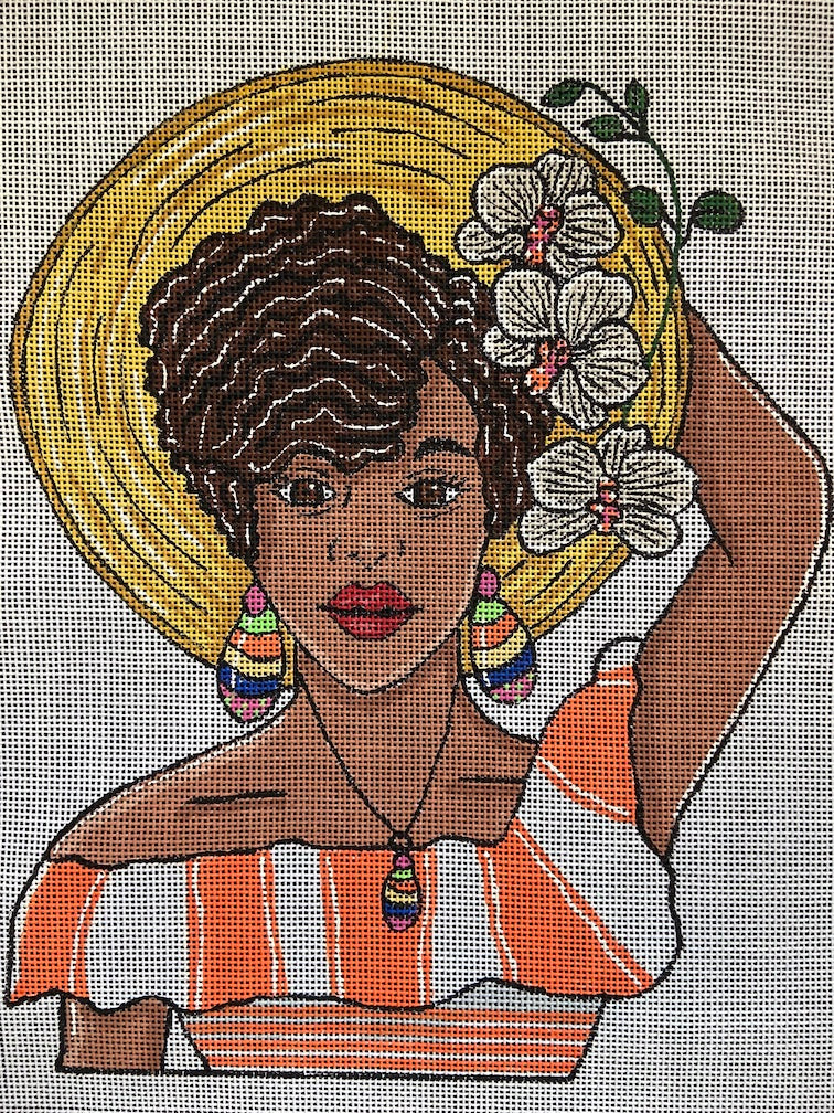Needlepoint Handpainted Purple Palm Monica 8x11