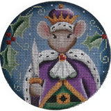 Needlepoint Handpainted Rebecca Wood Mouse King 4"