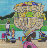 Needlepoint Handpainted Purple Palm Much to Carry 12x12