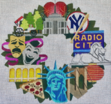 Needlepoint Handpainted Raymond Crawford NYC Wreath 9x9