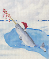 Needlepoint Handpainted CBK Narwhal 10x12