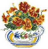 Needlepoint Handpainted Cooper Oaks Nasturtium Cup 4x6