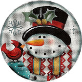 Needlepoint Handpainted Rebecca Wood Night Snowman 4"