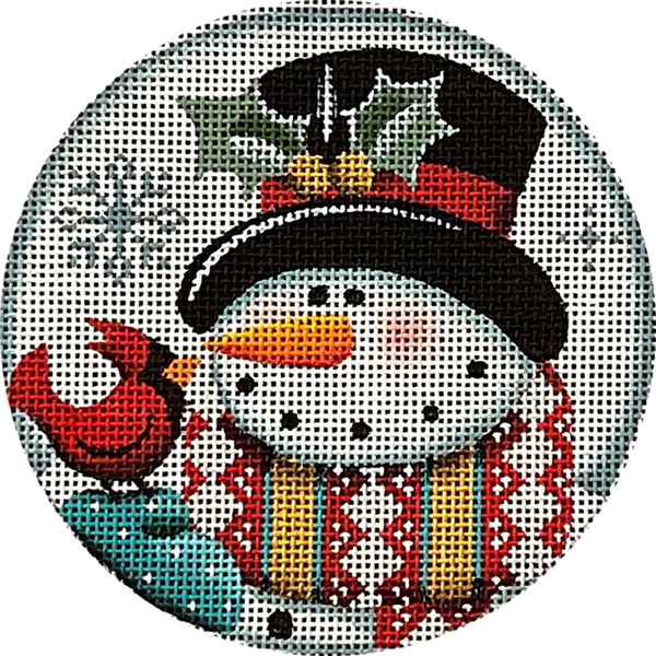 Needlepoint Handpainted Rebecca Wood Night Snowman 4"