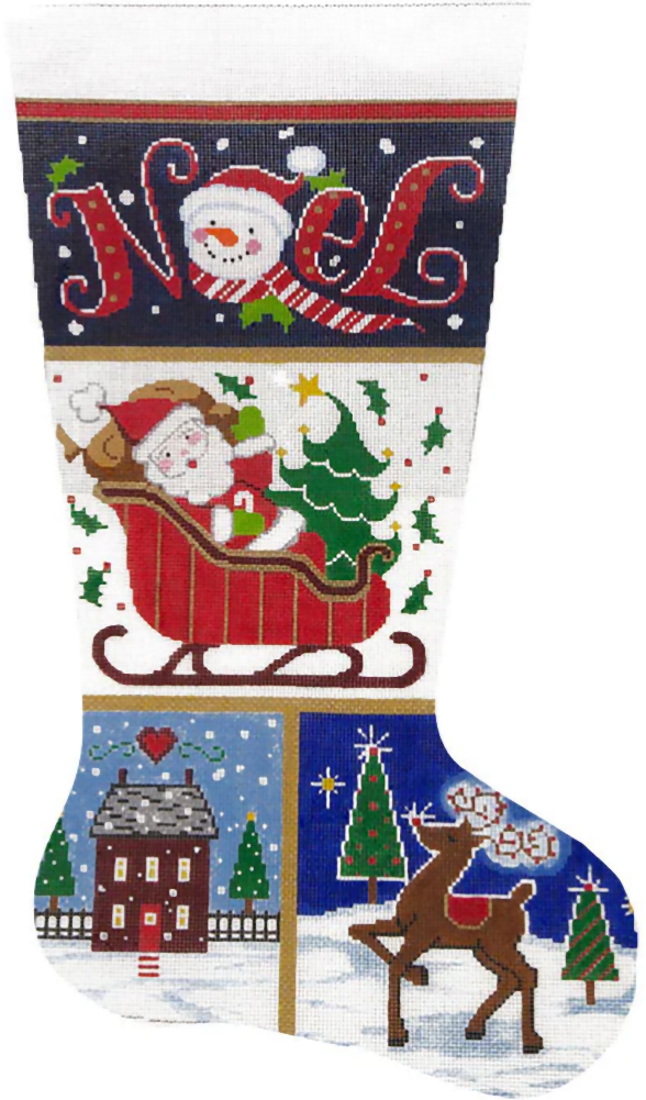 Needlepoint Handpainted Lee Christmas Stocking Noel Patch 23"